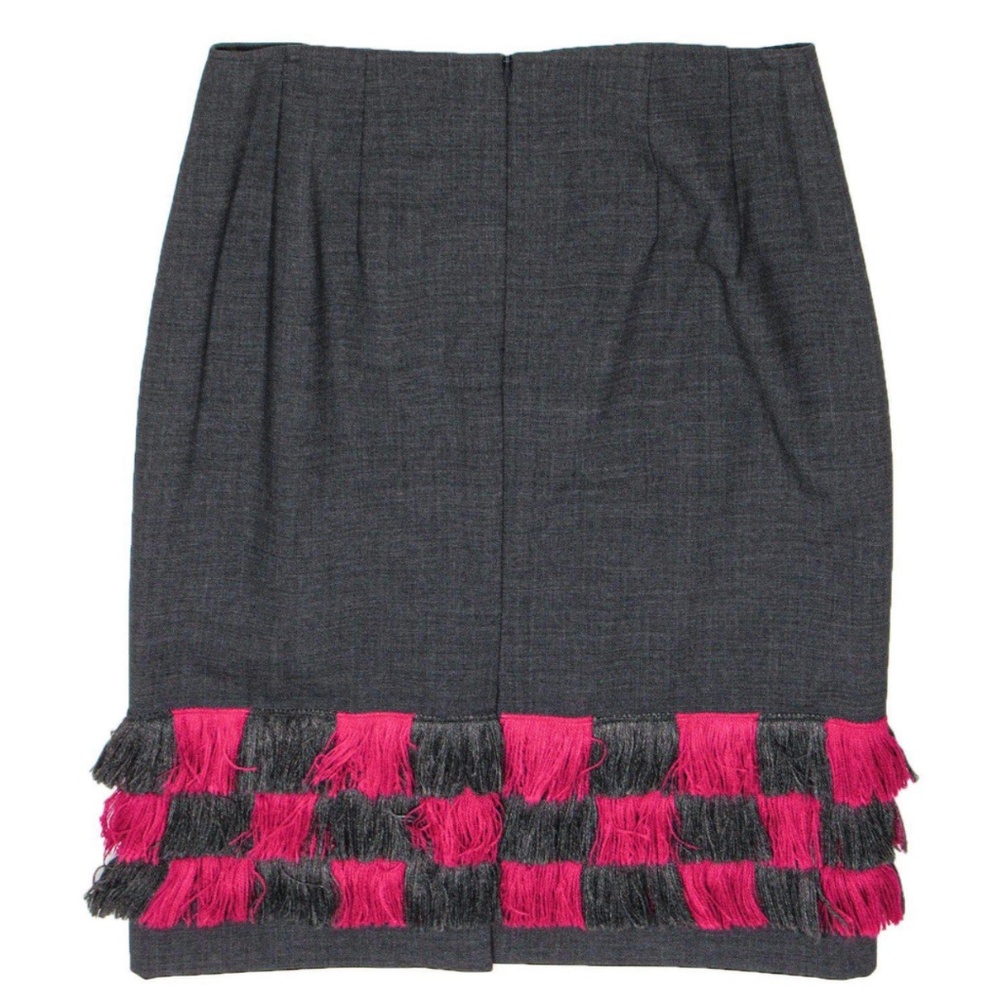 Carlisle Grey Wool Pencil Skirt w/ Fringe Sz 2 - Picture 2 of 10
